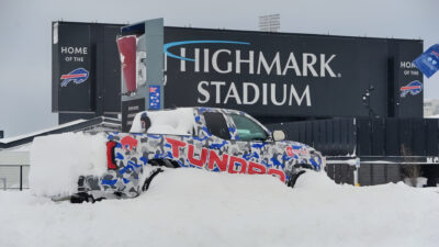 Heavy snowfall at Buffalo Bills' Highmark Stadium