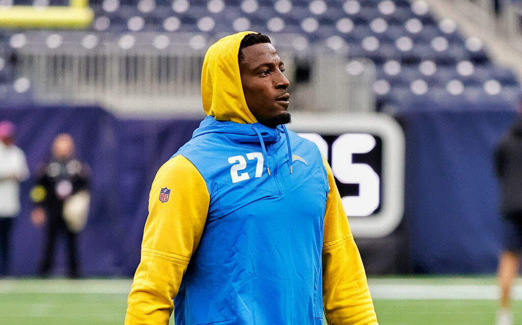JC Jackson with hoodie on during game.