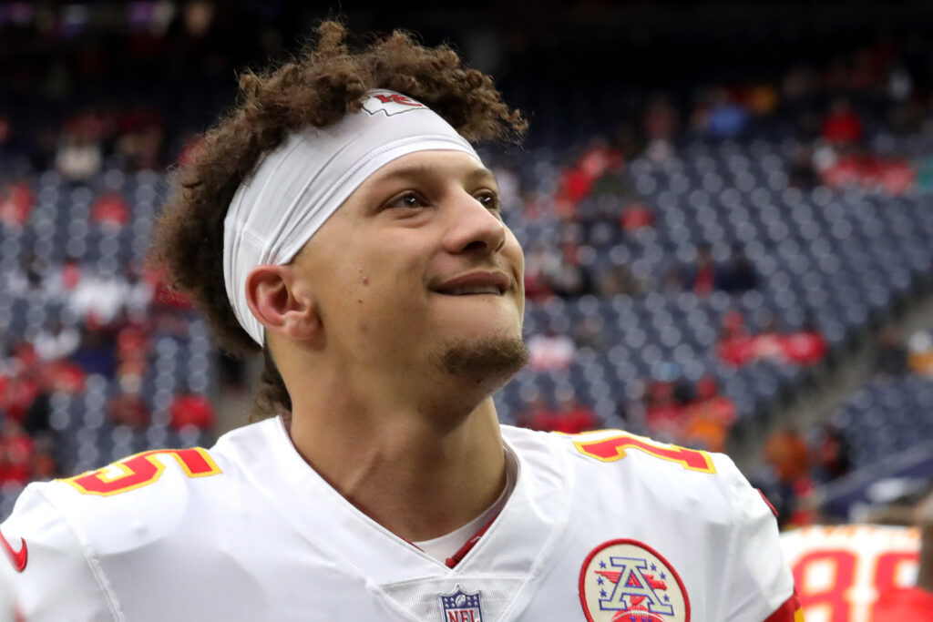 Kansas City Chiefs quarterback Patrick Mahomes looks on after leading his team to a win at NRG Stadium.