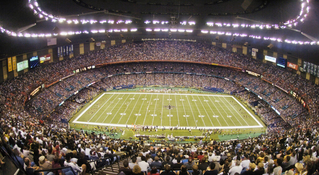 Photo of the New Orleans Saints' Caesars Superdome from above