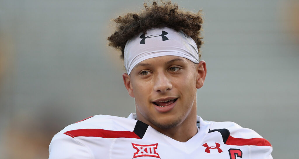Patrick Mahomes looks on during his college days.
