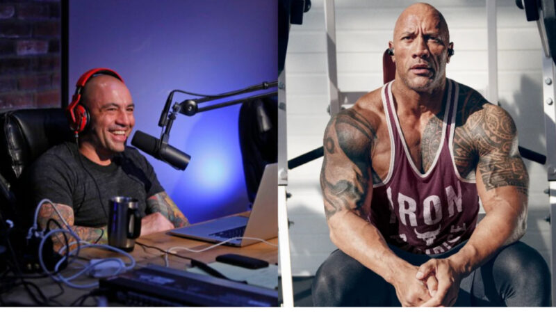 Joe Rogan on podcast and The Rock working out