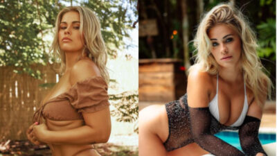 Two photos of Paige Vanzant posing in lingerie