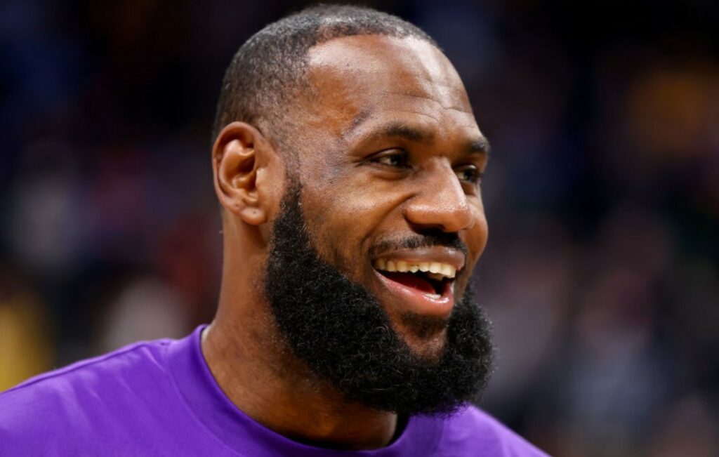LeBron James of Los Angeles Lakers smiling.