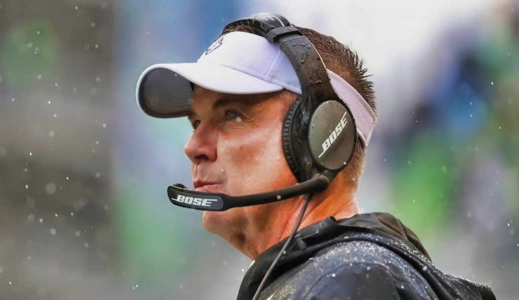 Sean Payton looking on during a New Orleans Saints road game against the Seattle Seahawks.