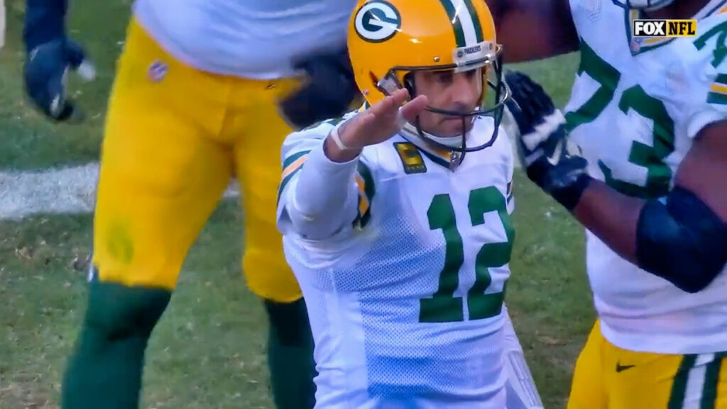 Aaron Rodgers Hitler salute during bears game in 2022
