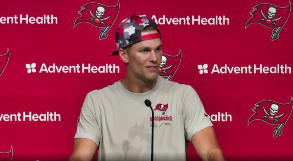 Tom Brady speaking during press conference
