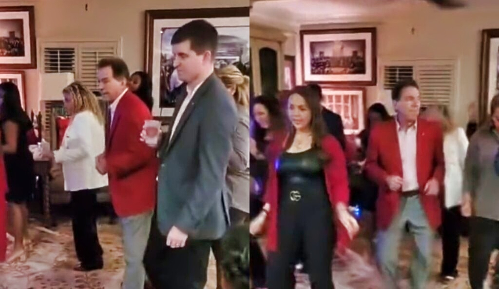nick saban dancing with recruits and family