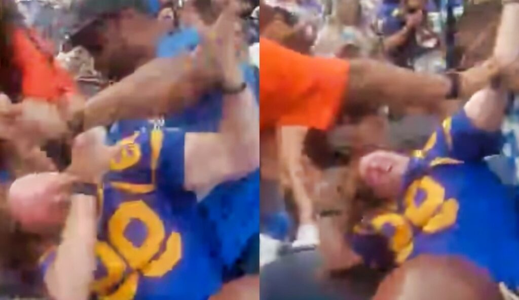 Rams fan being punched in the stands