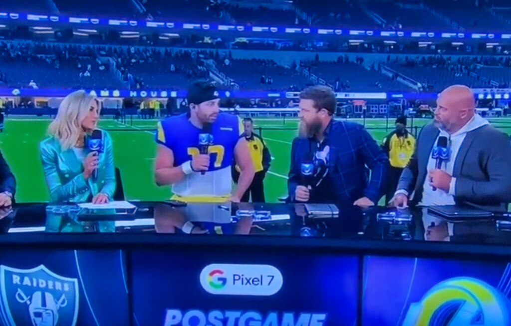Ryan Fitzpatrick, Baker Mayfield and the rest of the crew sitting at NFL desk