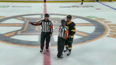 Bruins Nick Foligno swearing at referee
