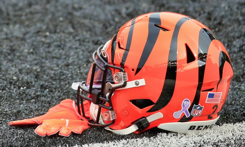 Cincinnati Bengals helmet on ground