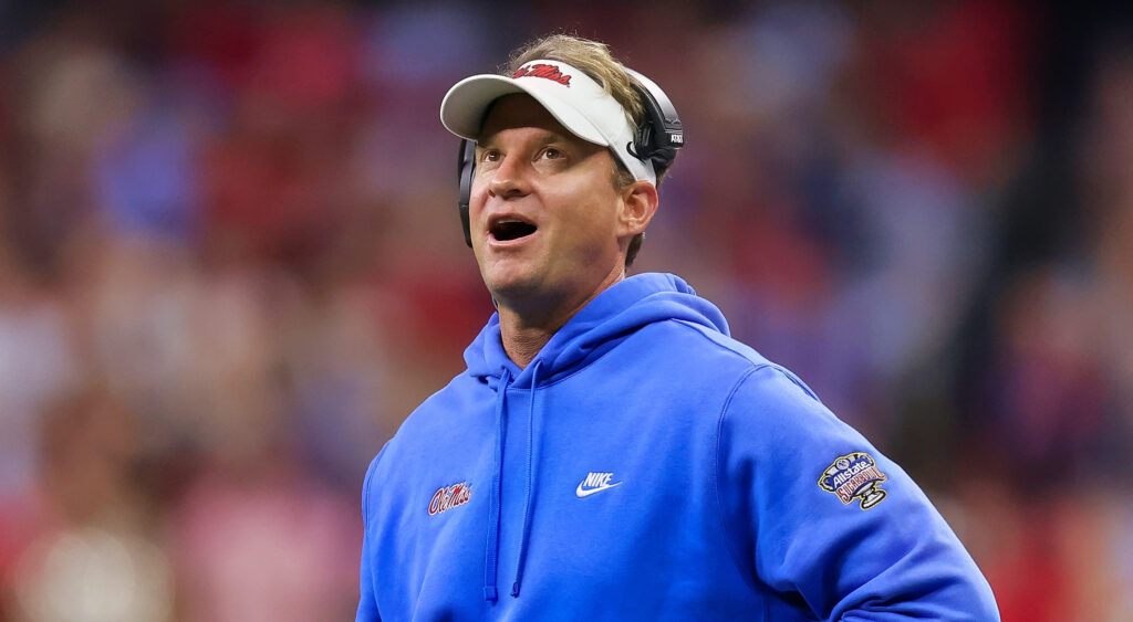 Lane Kiffin with his mouth open