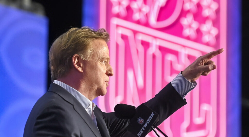 Roger Goodell speaking at Round 1 of NFL Draft in 2022