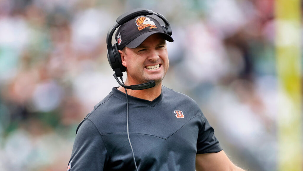Cincinnati Bengals head coach Zac Taylor reacts after play during a game.