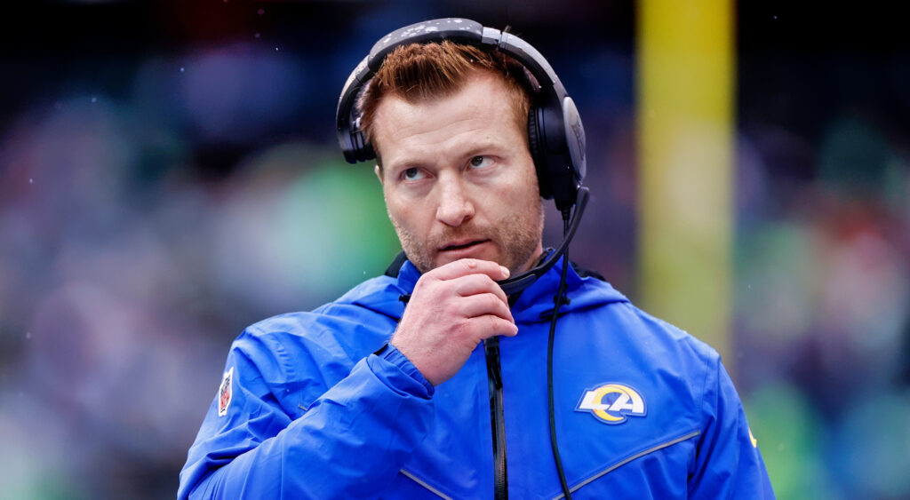 Sean McVay with hand on his chin