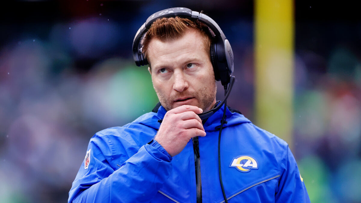 Sean McVay with hand on his chin