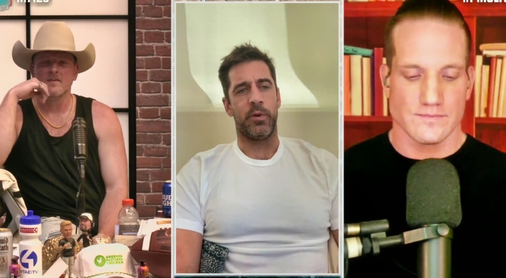 Aaron Rodgers speaking on the Pat McAfee Show