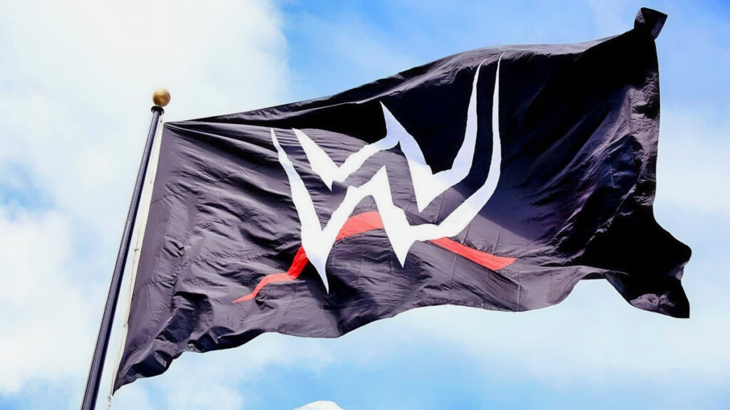 A WWE flag waving.