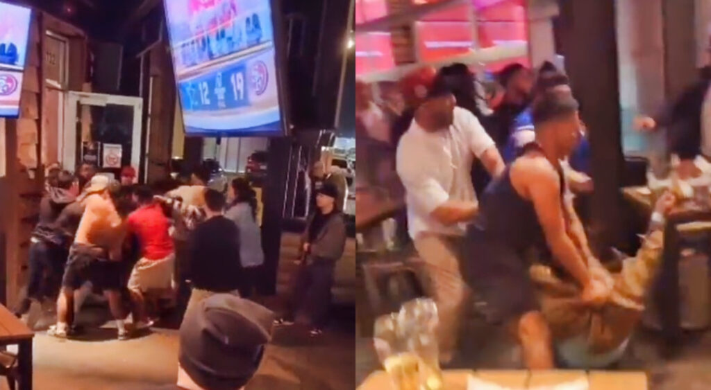 Fans fighting in bar