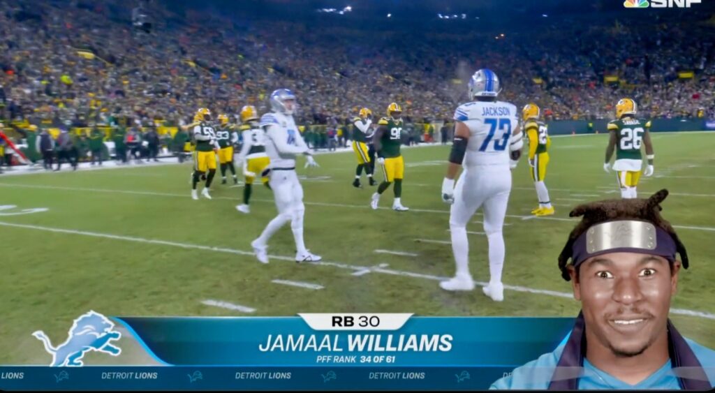 jamaal williams intro during game
