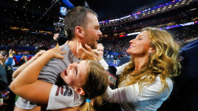 Tom Brady embracing his family