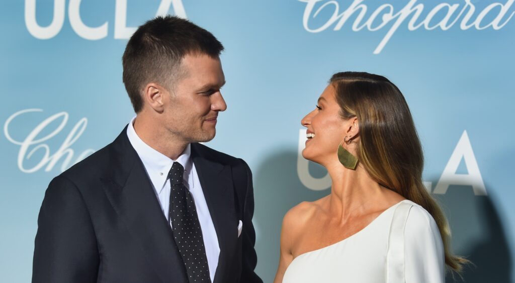 Gisele and Tom Brady looking at each other