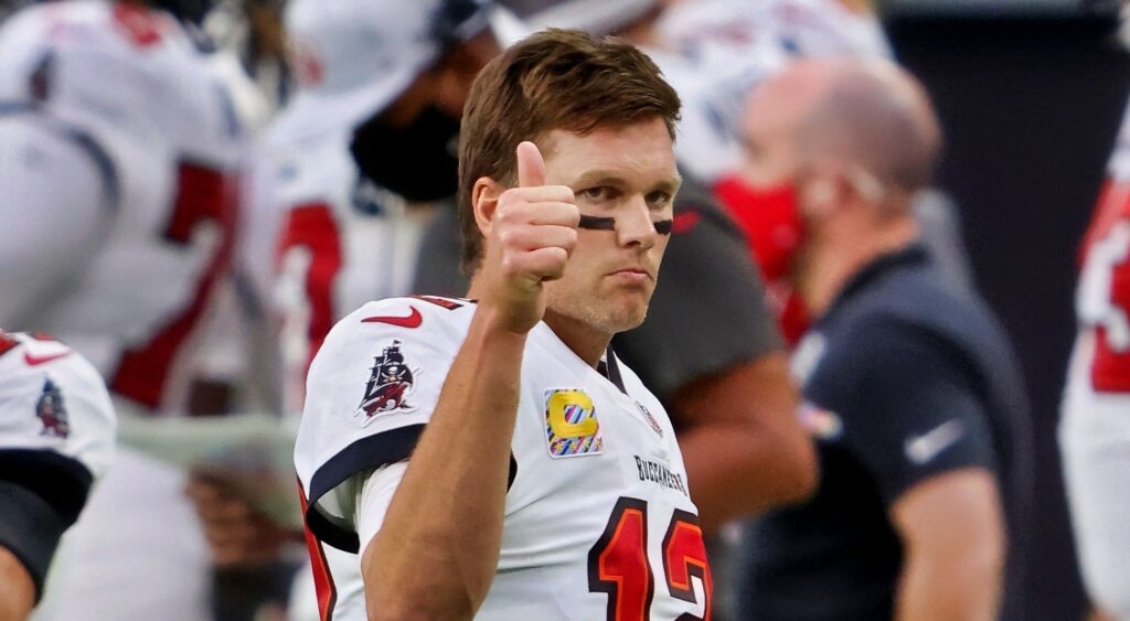 Tom Brady giving a thumbs up