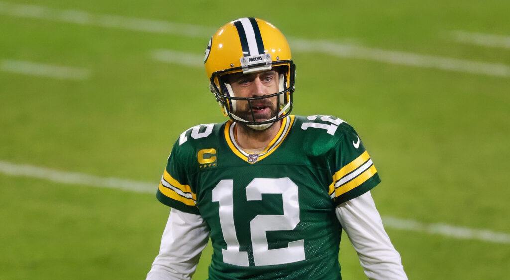 Aaron Rodgers looks confused in uniform