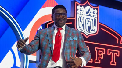 Michael Irvin looking excited at NFL Draft