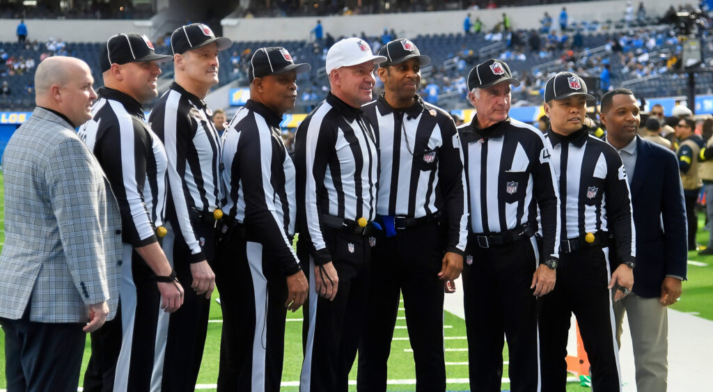 NFL referees posing for group photo