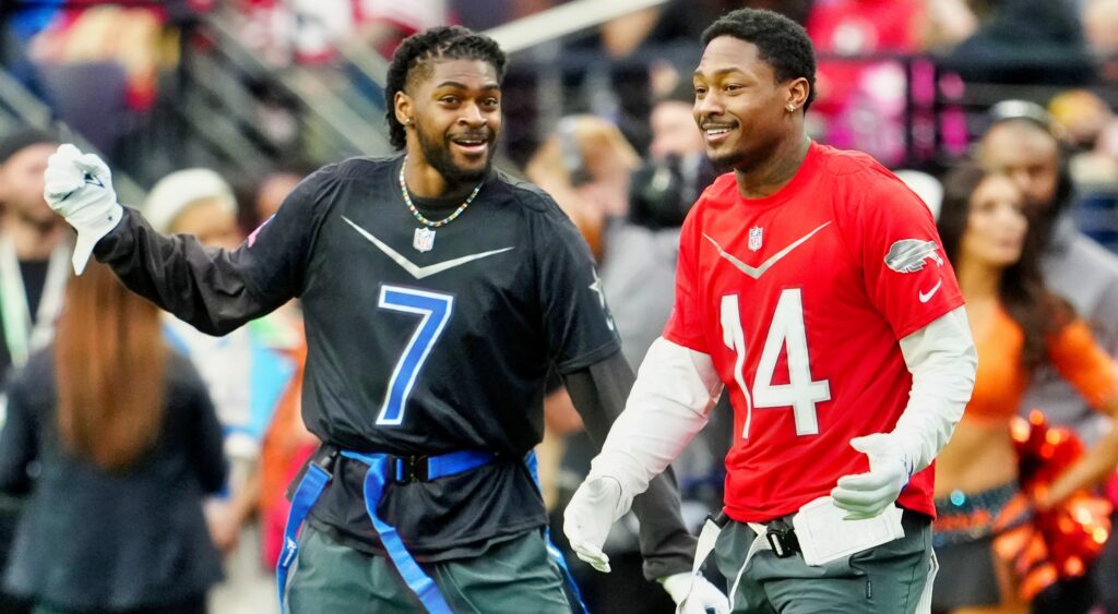 Trevon Diggs and Stefon Diggs laughing