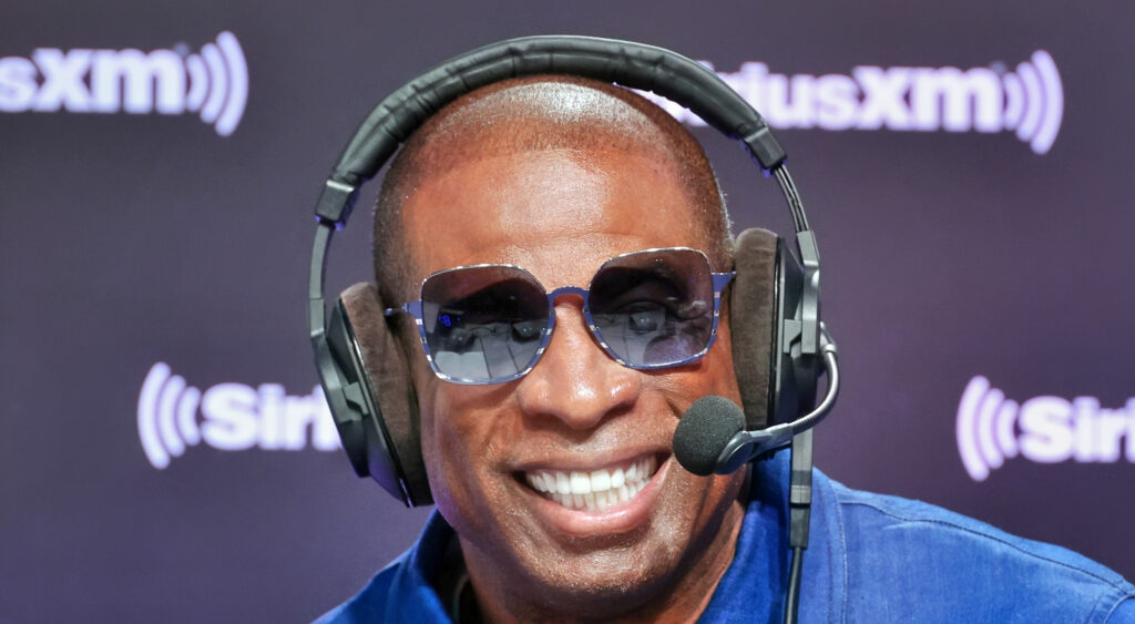 Pro Football Hall of Famer Deion Sanders at SiriusXM event for Super bowl 57.