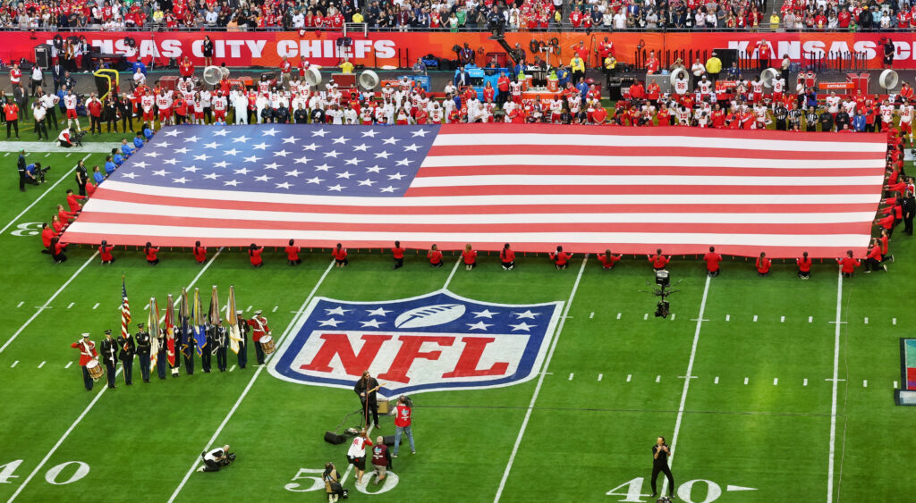 American flag on field