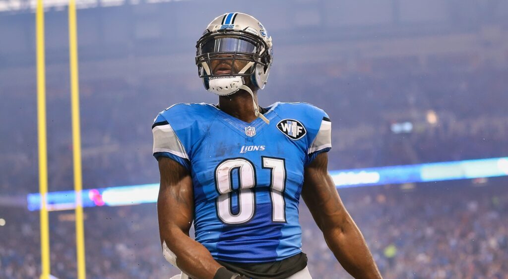 Calvin Johnson looks on during a game.