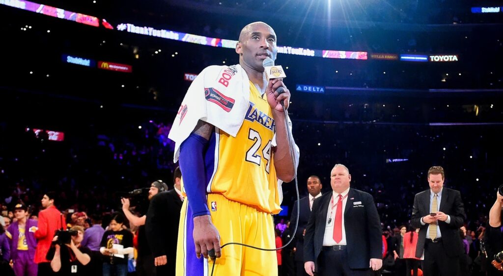 Kobe Bryant speaking after final NBA game