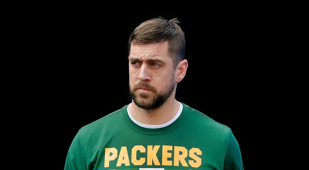 Aaron Rodgers in Packers sweatshirt