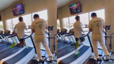 Photos of Kazmeir Allen on treadmill