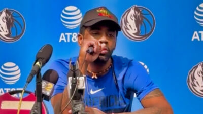 Kyrie Irving speaking at press conference