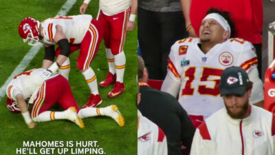 Photos of Patrick Mahomes in agony after injury at Super Bowl 57