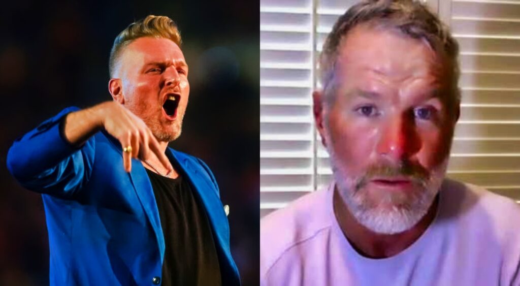 Pat mcAfee yelling and Brett Favre in white shirt