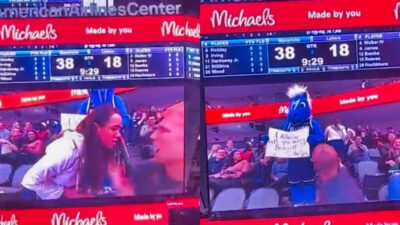 dallas mavs fan during a proposal in game