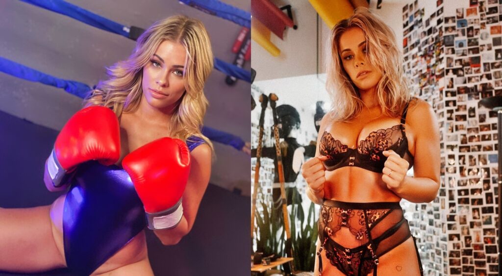 Paige VanZant in boxing gear and in lingerie