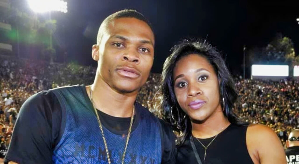 russell westbrook and wife nina posing
