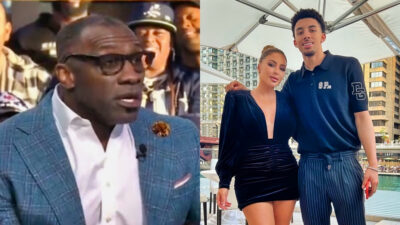 shannon sharpe in suit. Picture shows Larsa and Scotty Pippen posing