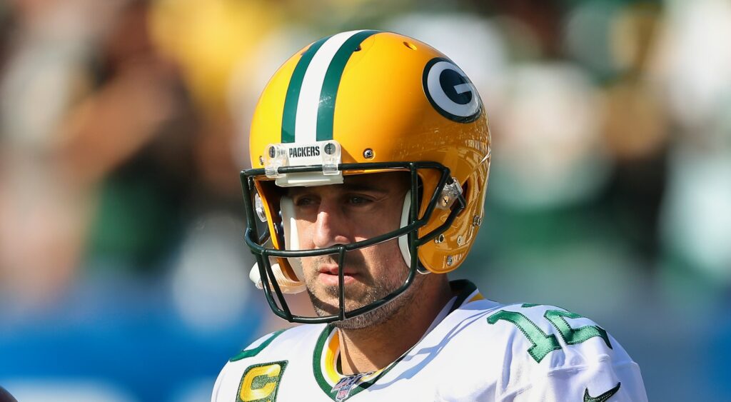 Aaron Rodgers in Packers uniform