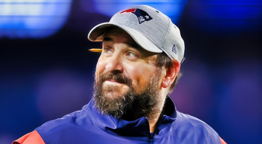 New England Patriots assistant Matt Patricia looking on during preseason game.