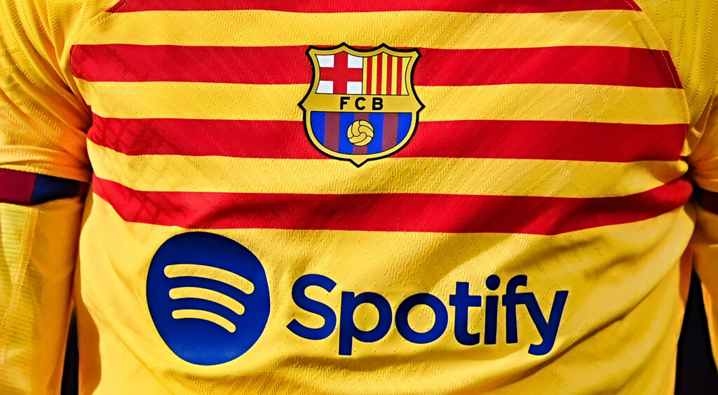 Barcelona FC football jersey.