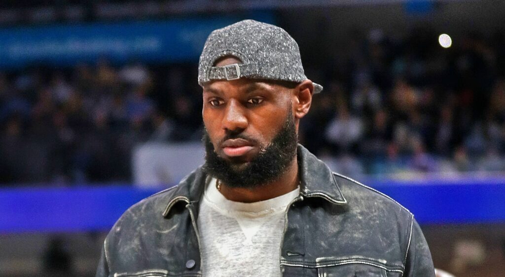 LeBron James with backwards cap on