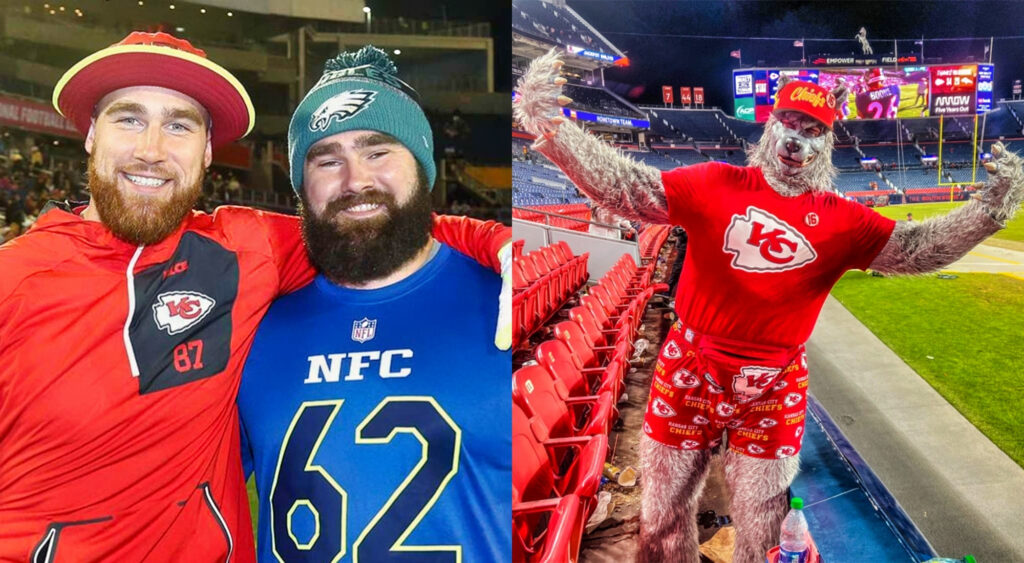 Photo of Travis and Jason Kelce and photo of ChiefsAholic